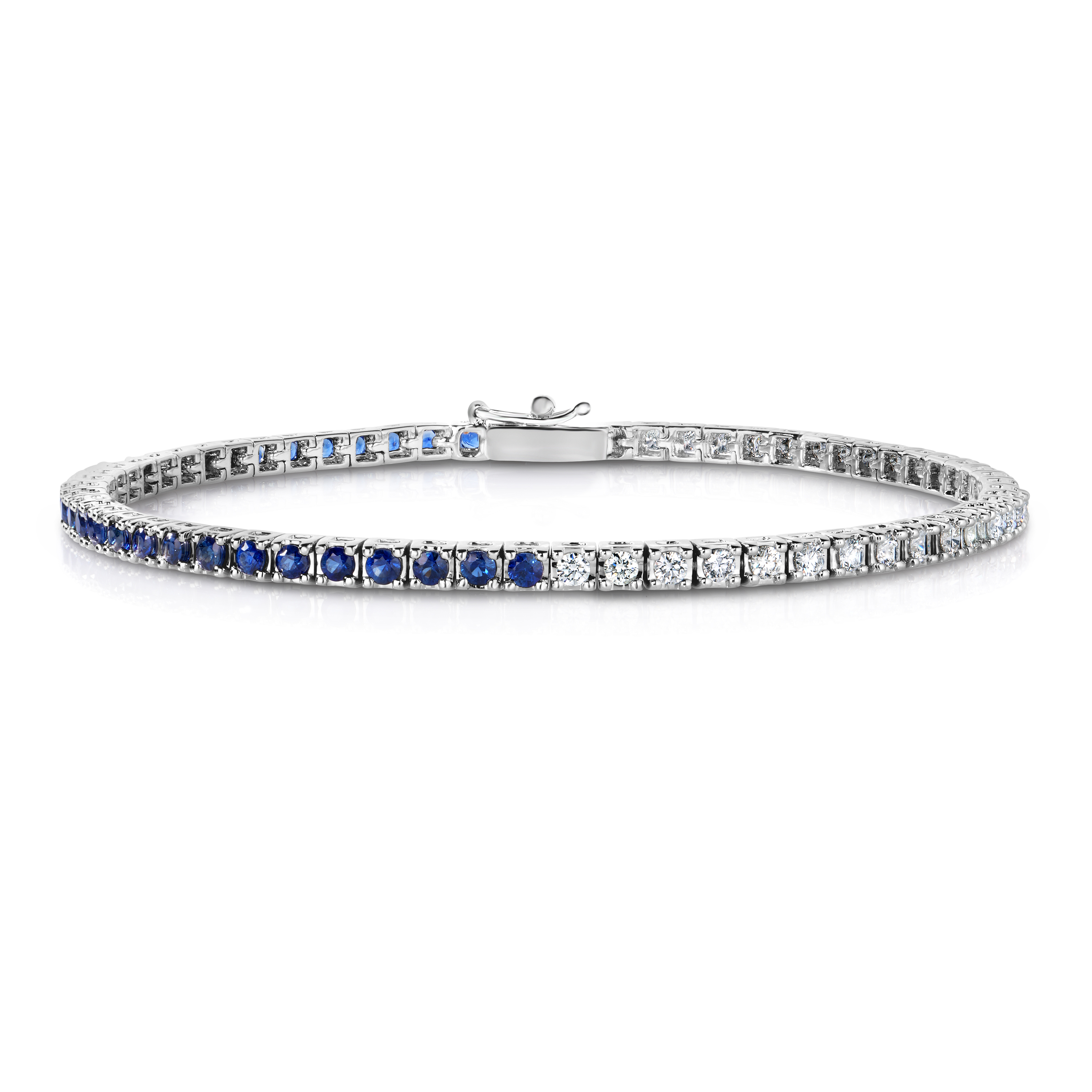 14KW 2.33ctw diamond and sapphire tennis bracelet