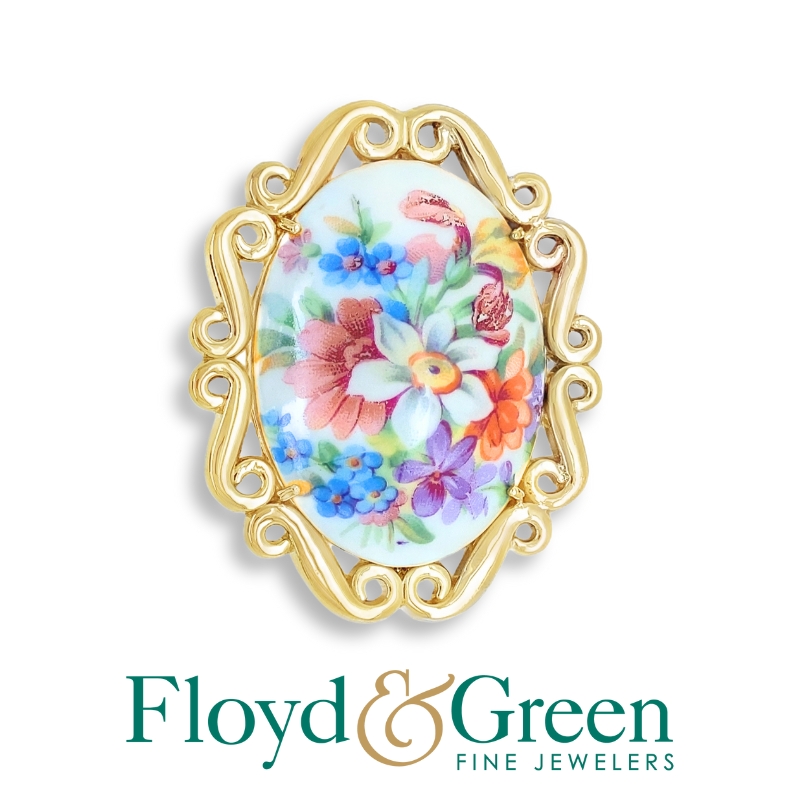 Floral Enamel Brooch