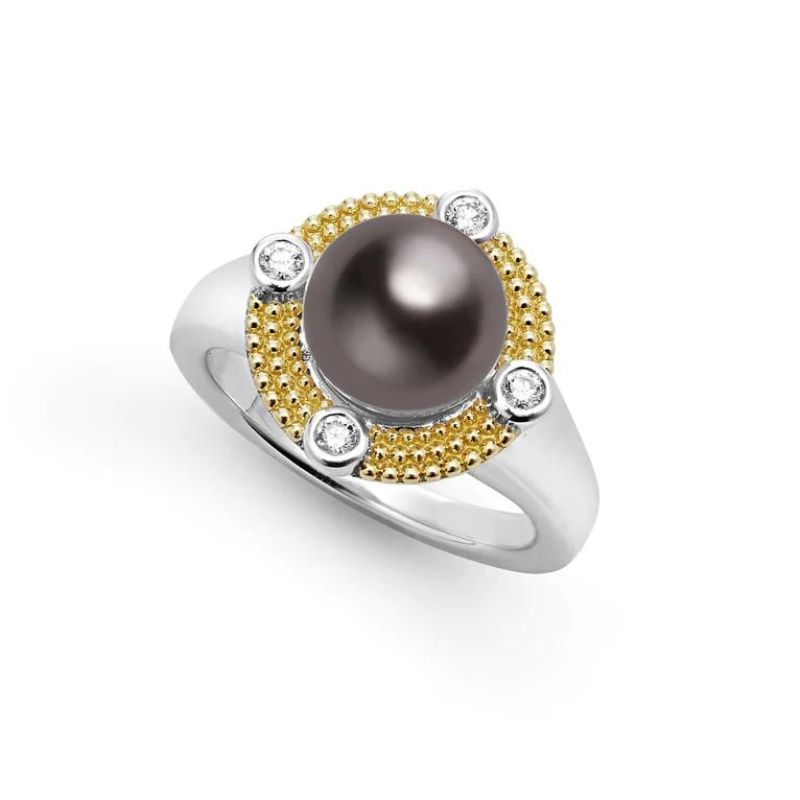 LAGOS Luna Tahitian Black Pearl Diamond Ring