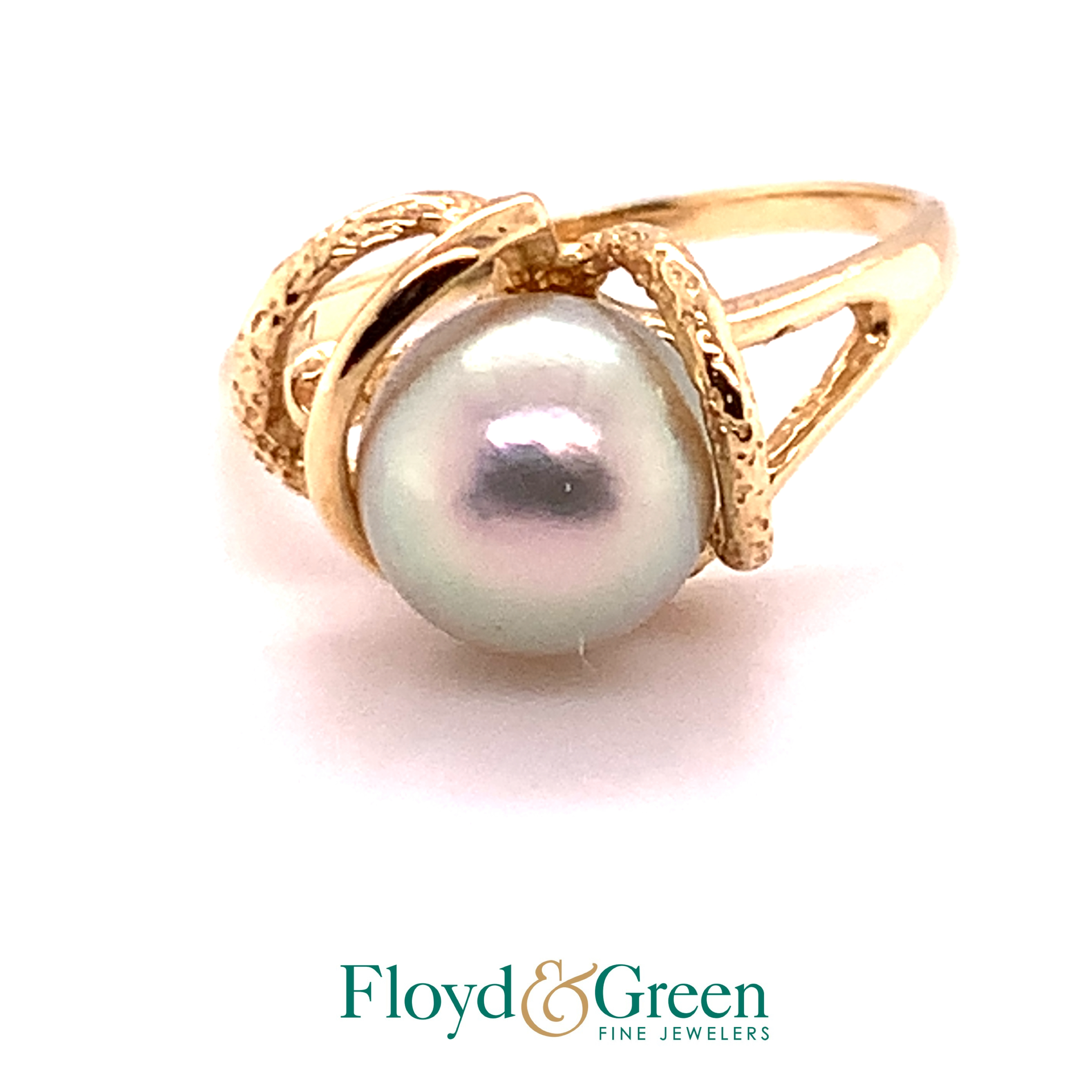 14KY Greyish Pearl Ring, Size 4, 2.3g