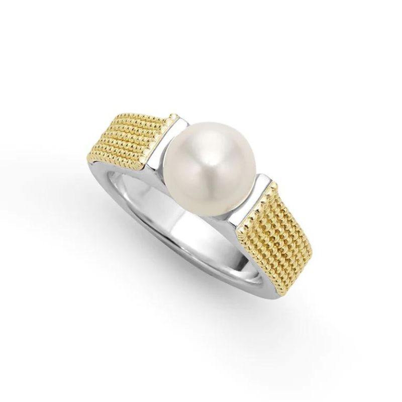 LAGOS Luna Two-Tone Caviar Pearl Ring