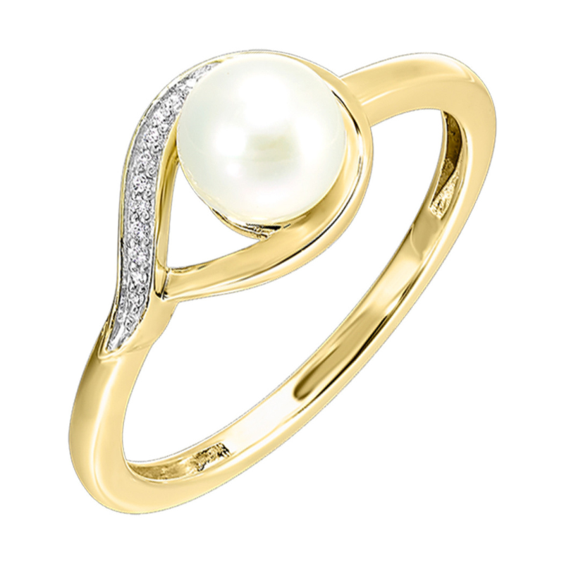 14KY Pearl 1.5ct and Dia .02ctw H-I I2 Ring Size 6.5