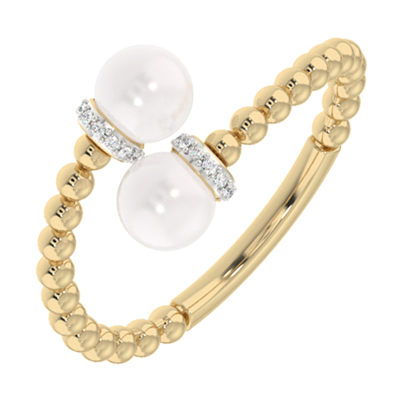 10KY Bypass Pearl 2ctw & Dia .05ctw H-I I1 Ring Size 6.5