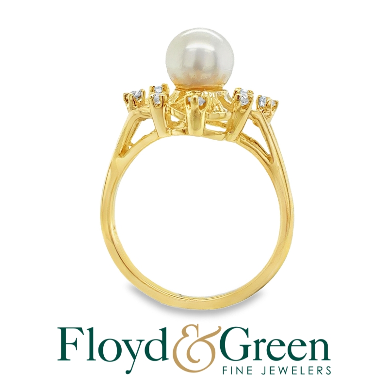 Pearl & Diamond Floral Ring