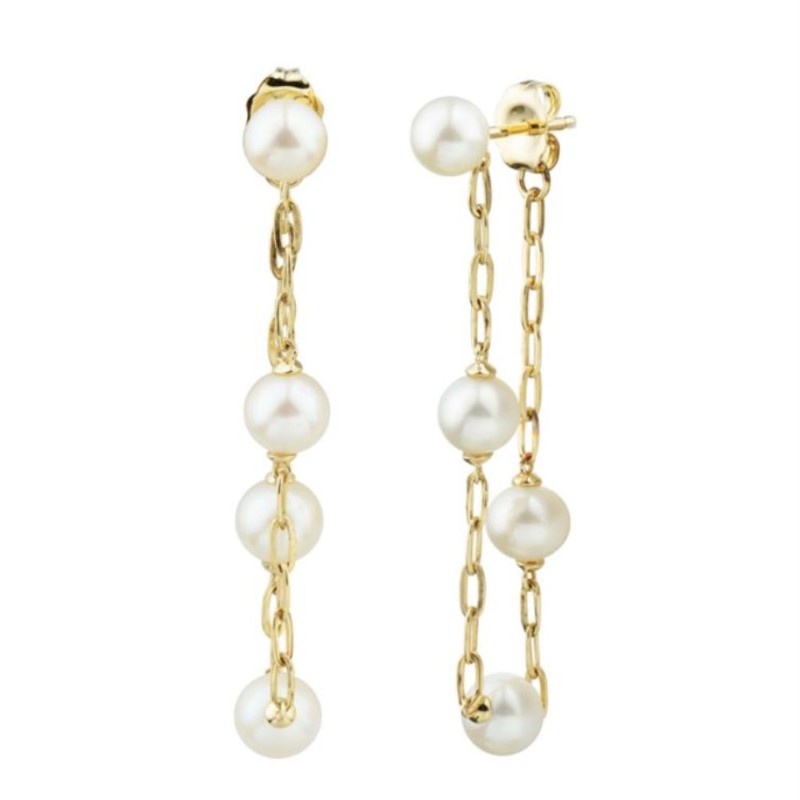 HONORA Paperclip and Pearl Drop Earrings