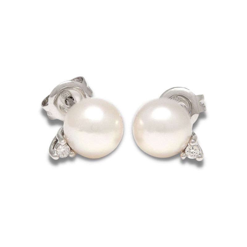 Pearl & Diamond Stud Earrings