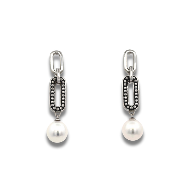 HONORA Paperclip Pearl Drop Earrings