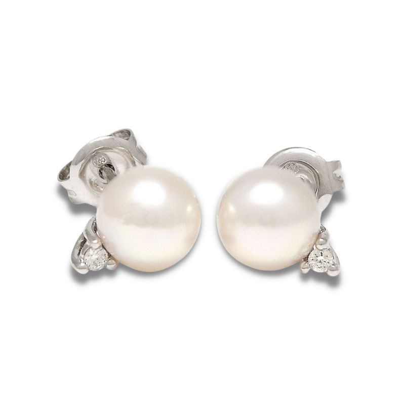 Pearl & Diamond Stud Earrings