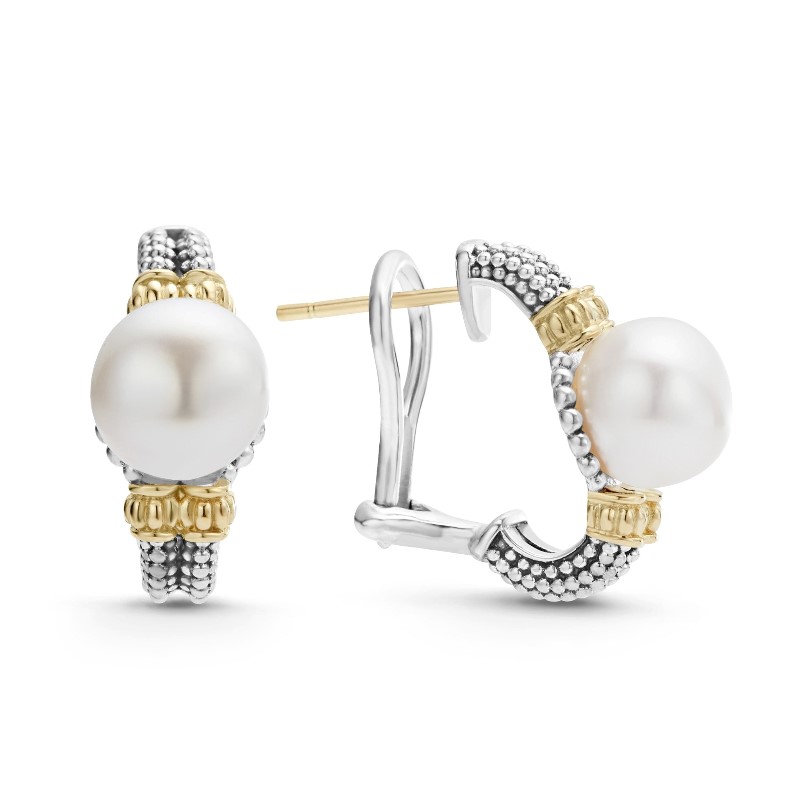 LAGOS Luna Two-Tone Pearl Huggie Earrings