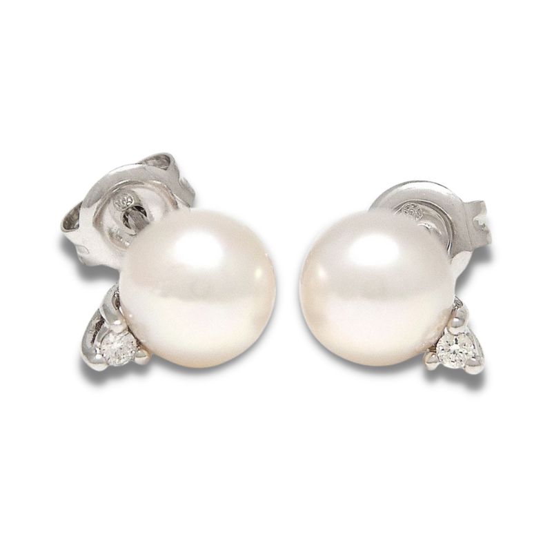 Pearl & Diamond Stud Earrings