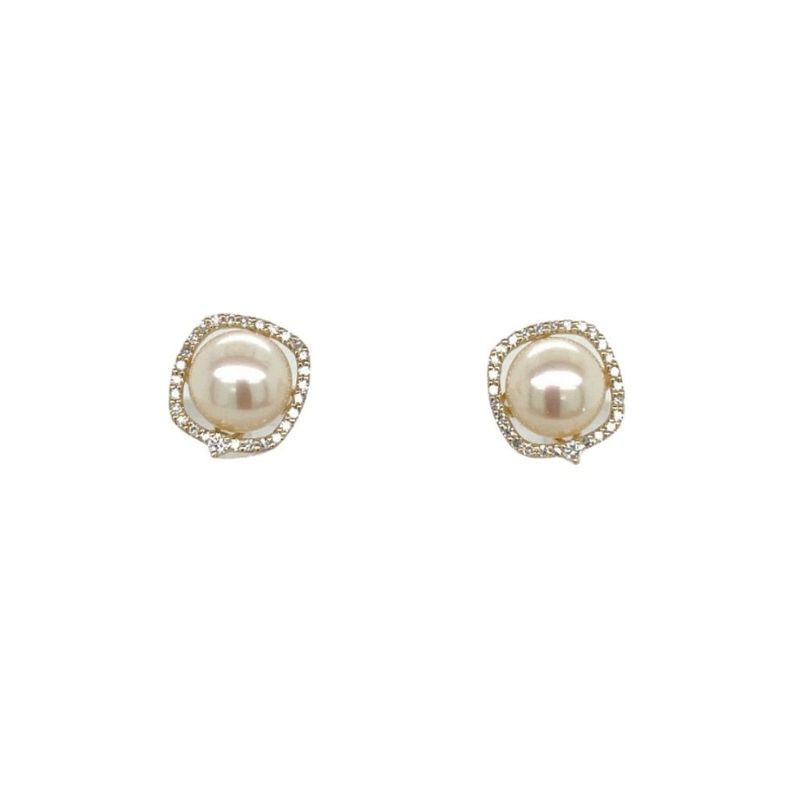 HONORA Pearl & Diamond Halo Stud Earrings