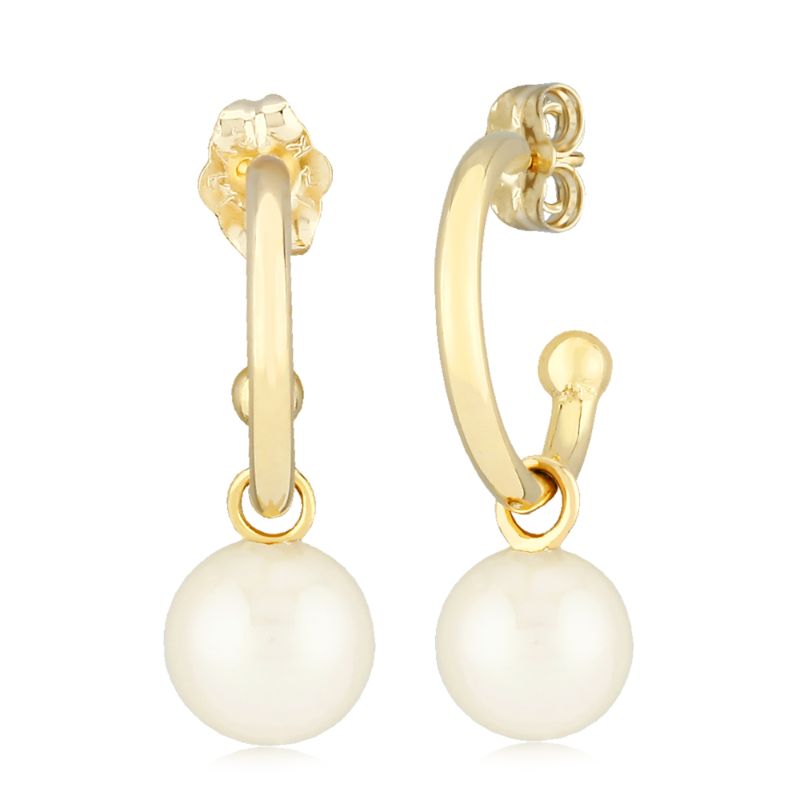 CARLA Pearl Charm Hoop Earrings