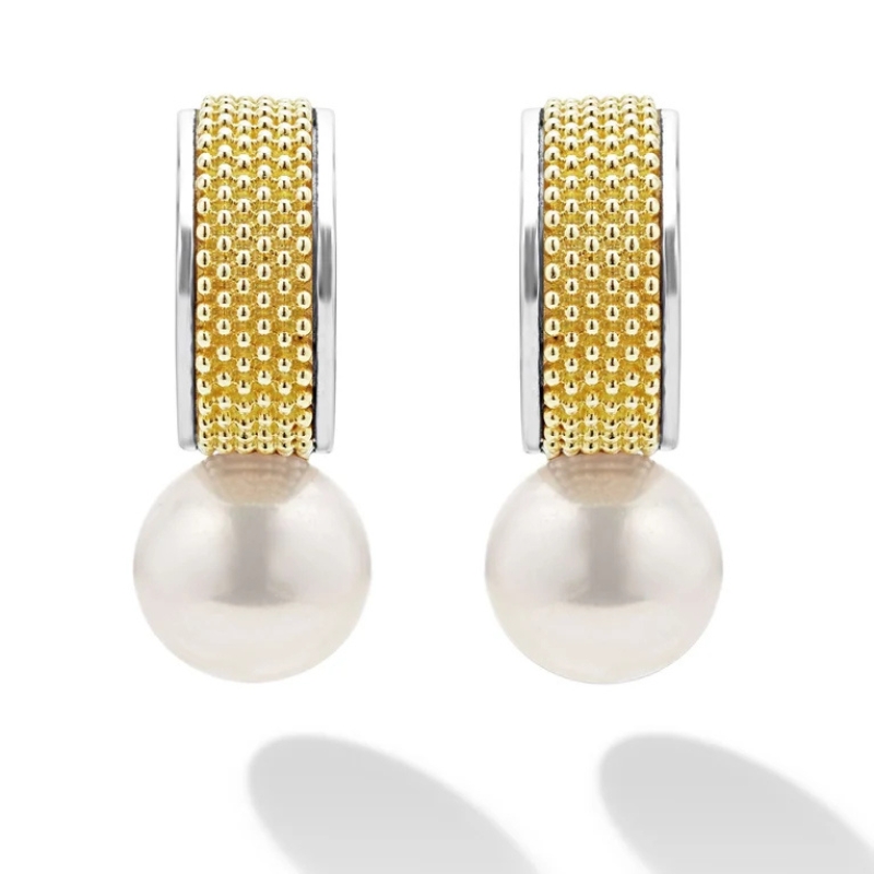 LAGOS Luna Two-Tone Pearl Hoop Earrings