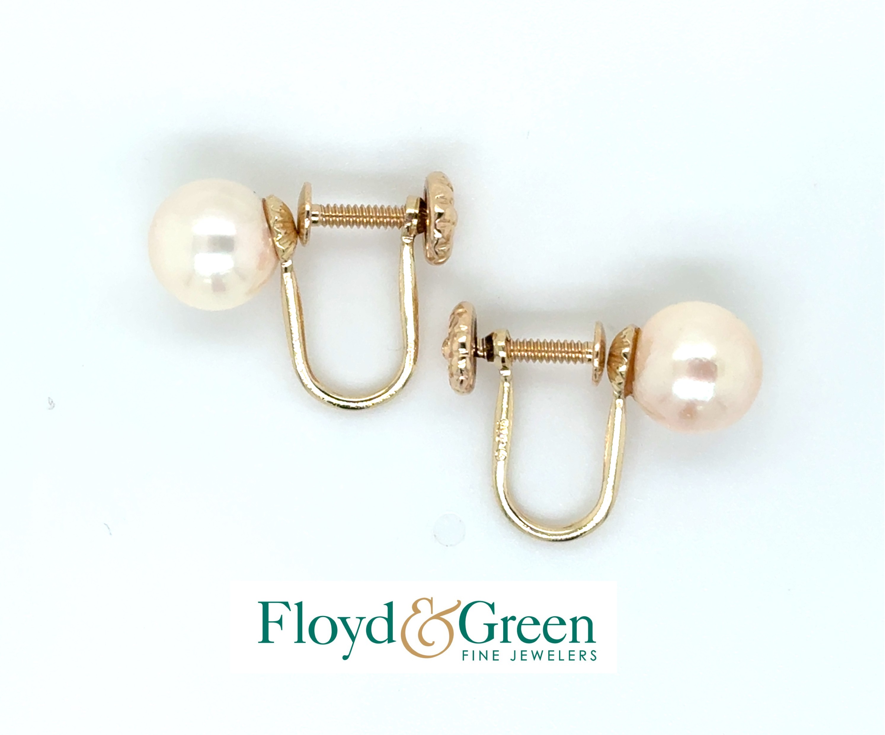 14KY Pearl StudScrew Back Earrings, 2.8g