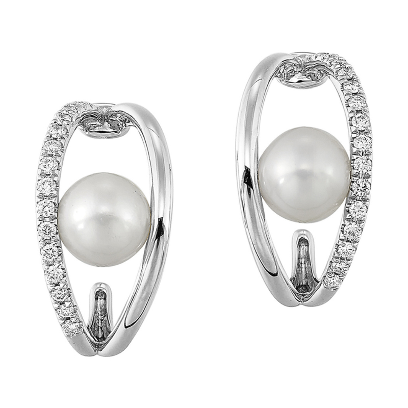 14KW Pearl & Dia .20ctw H-I I1 Earrings