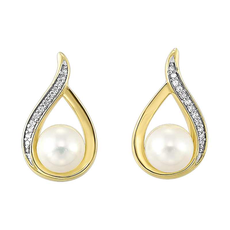 14KY Pearl 2ctw and Dia .04ctw H-I I2 Earrings
