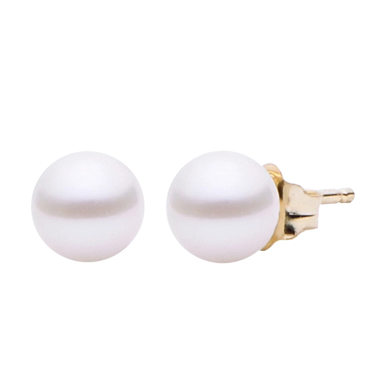 14K Yellow Gold Pearl Stud Earrings 5MM