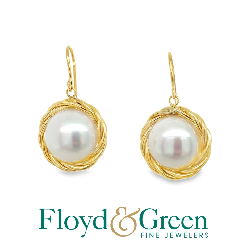 14KY Mabe Pearl Dangle Earrings, 5.4g