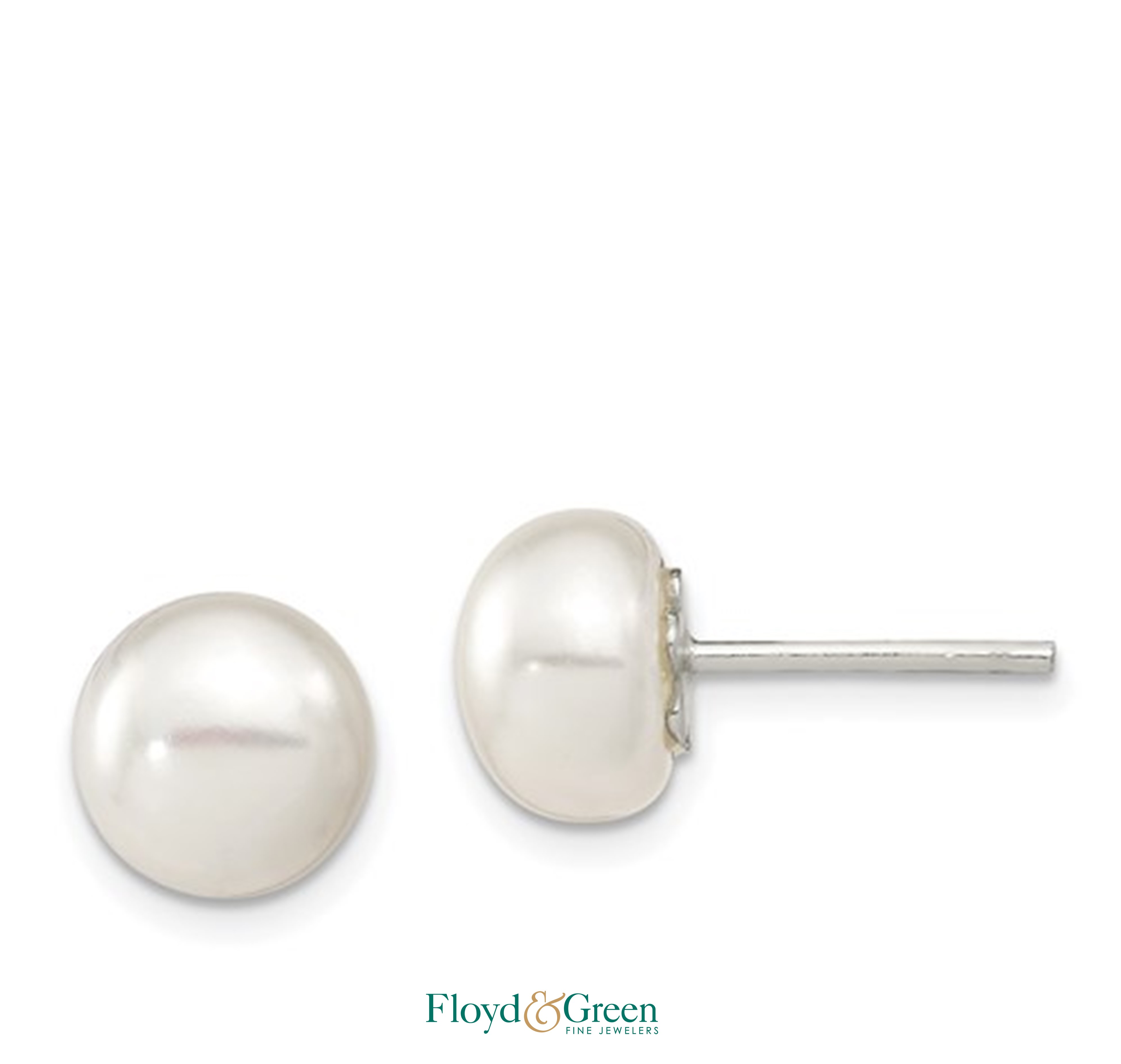 14KW Pearl Stud Earrings, 1.9g