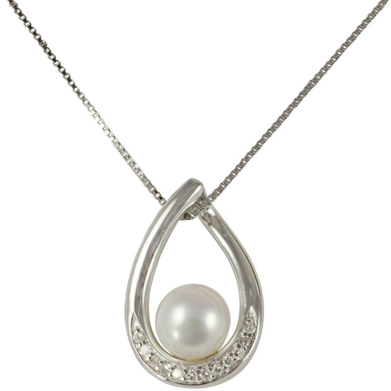 IMPERIAL PEARL Tear Drop Pendant with Diamonds