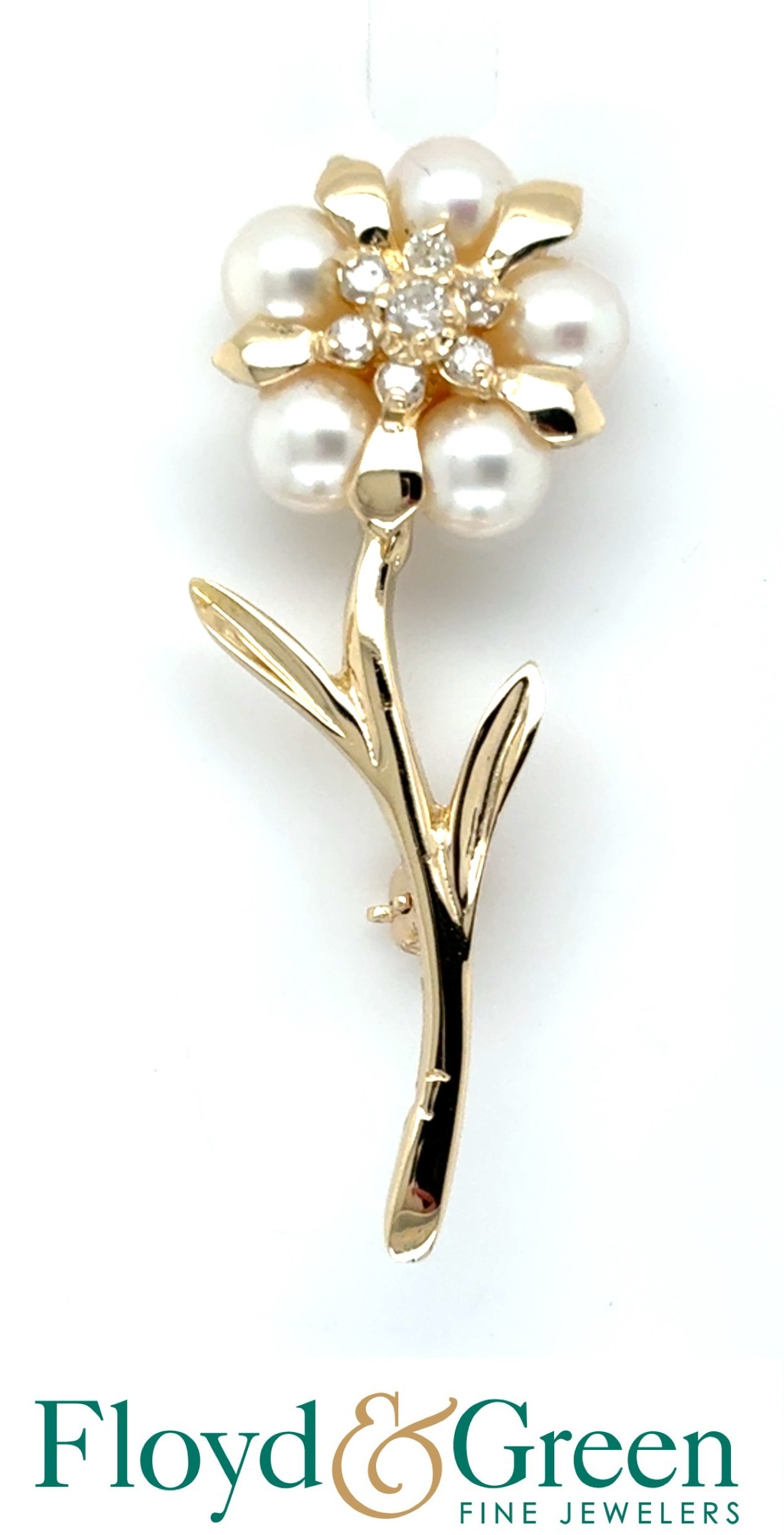 Pearl & Diamond Flower Pin