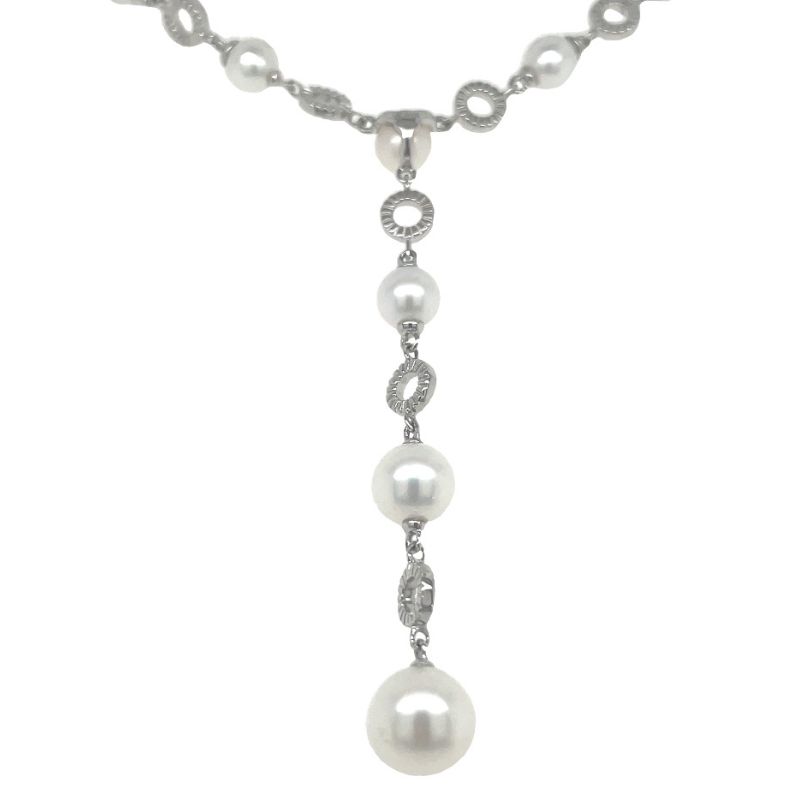 HONORA Graduated Pearl and Circle Y Necklace