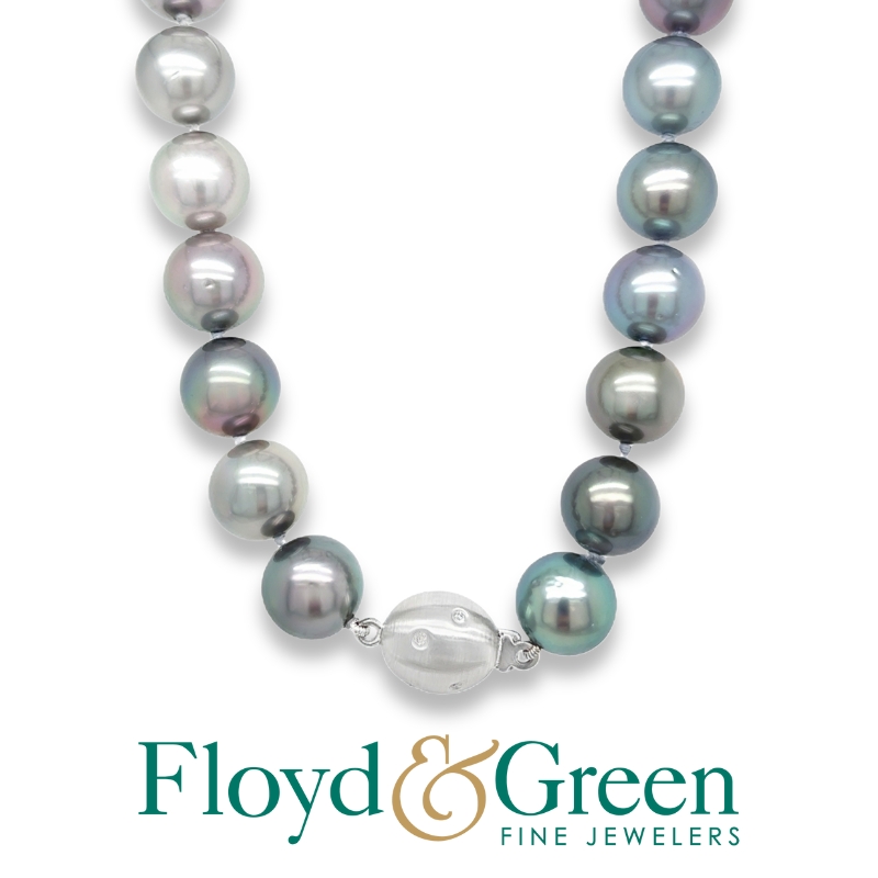 HONORA Black Pearl & Diamond Graduated Necklace