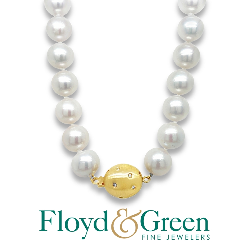 HONORA White Pearl & Diamond Graduated Necklace