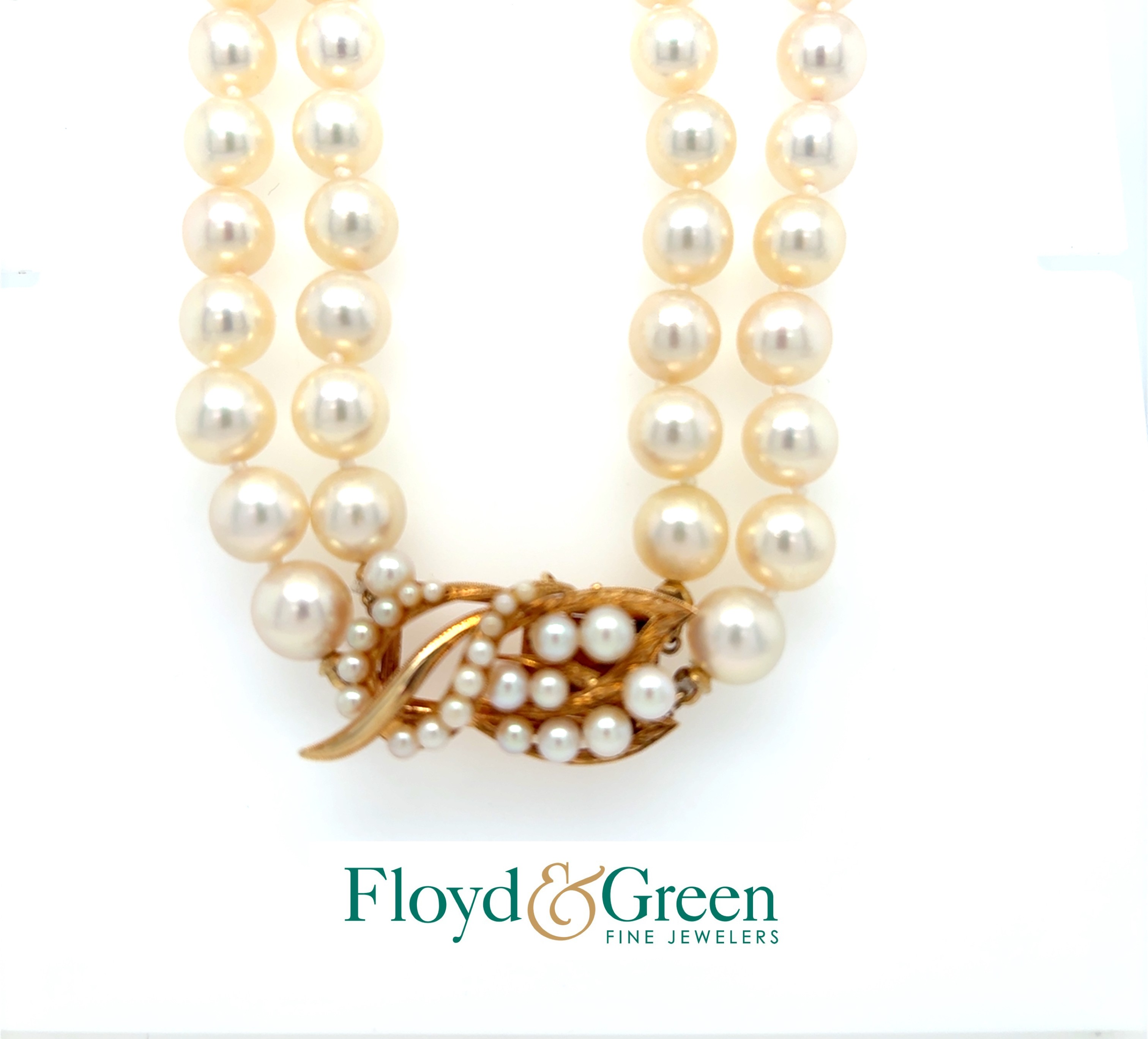 14KY Double-strand Pearl Choker, 105 Round Chinese Freshwater Cultured Pearls, 6 Round Australian Seed Pearls, 16 inch