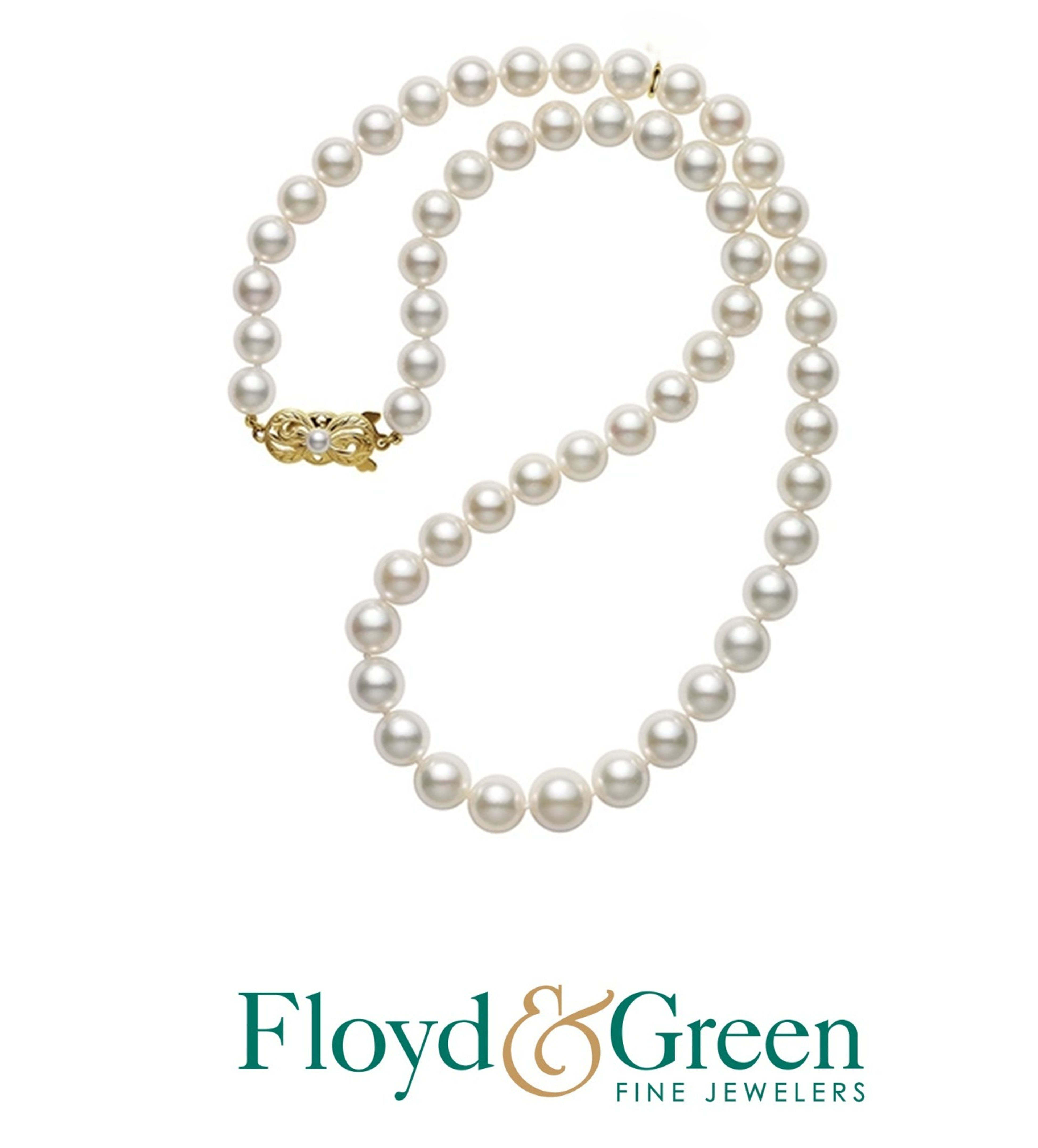 18KY Mikimoto Pearl Necklace, 8 x 7.5mm, 18 inch