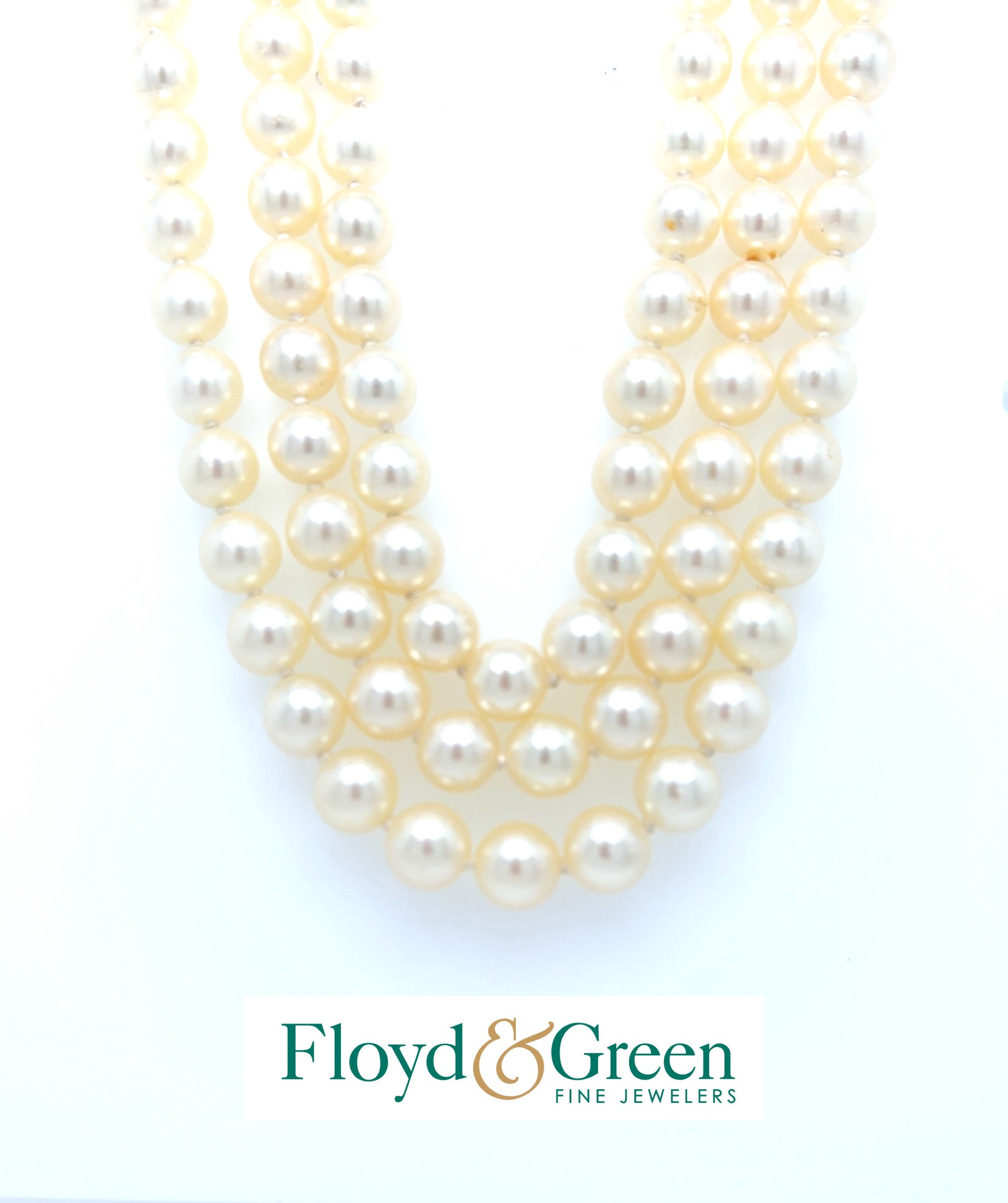 14KY Three-strand Pearl Necklace, 17.5 inch