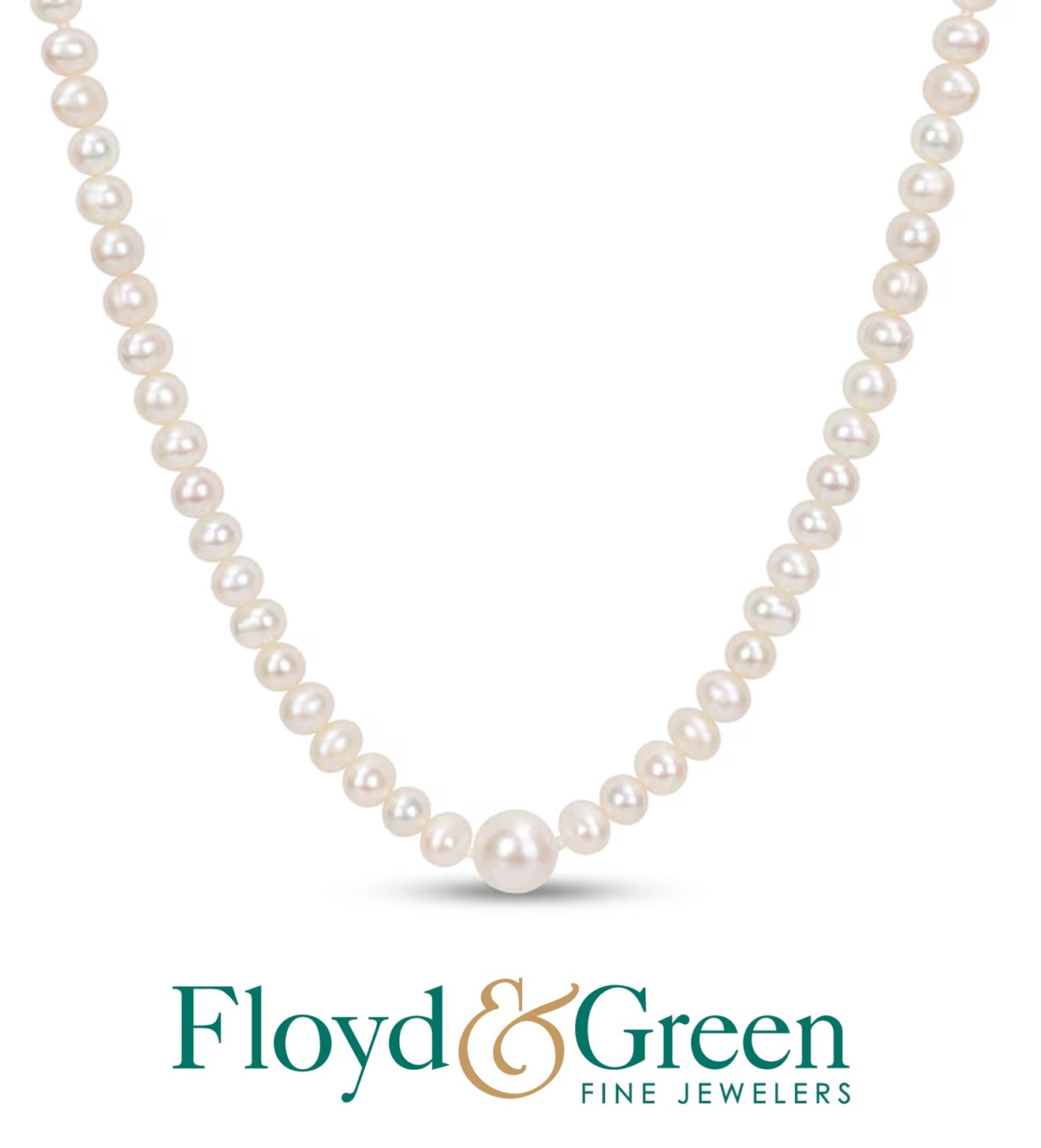 14KW Graduated Pearl Necklace, 17 inch, 12.3g