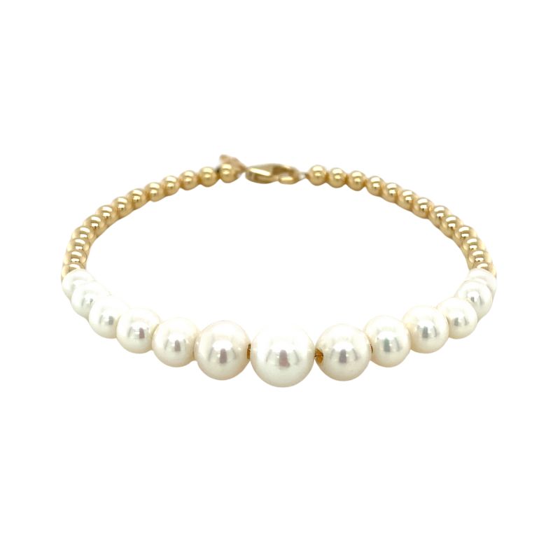 HONORA Gold Bead and Pearl Bracelet
