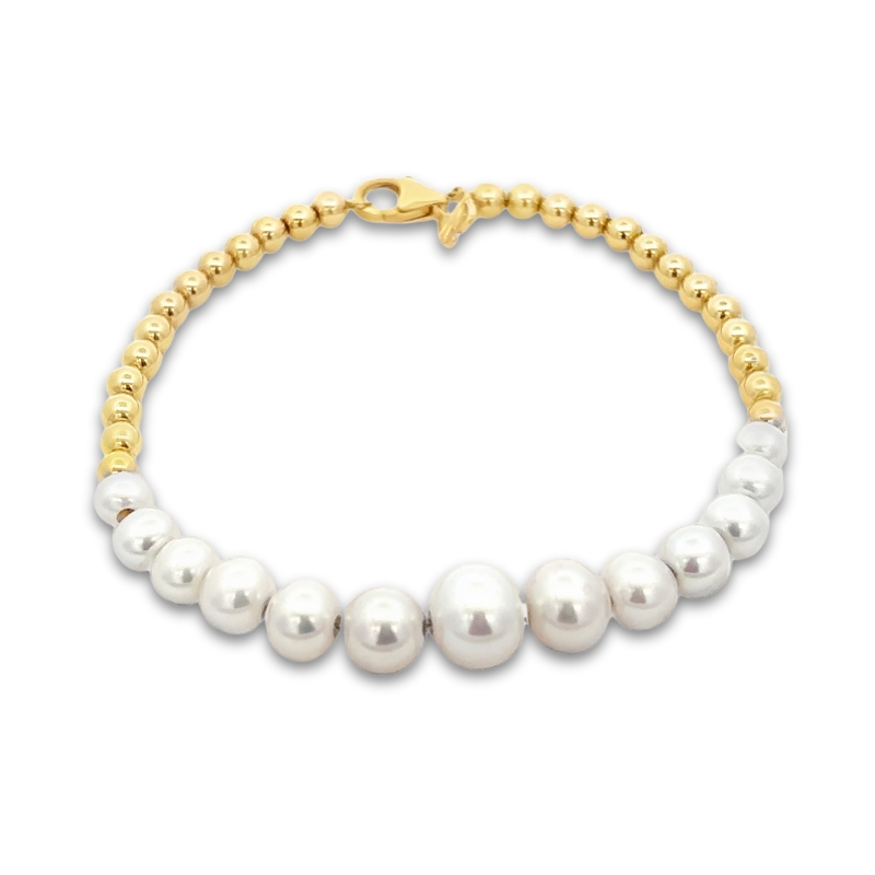 HONORA Gold Bead and Pearl Bracelet