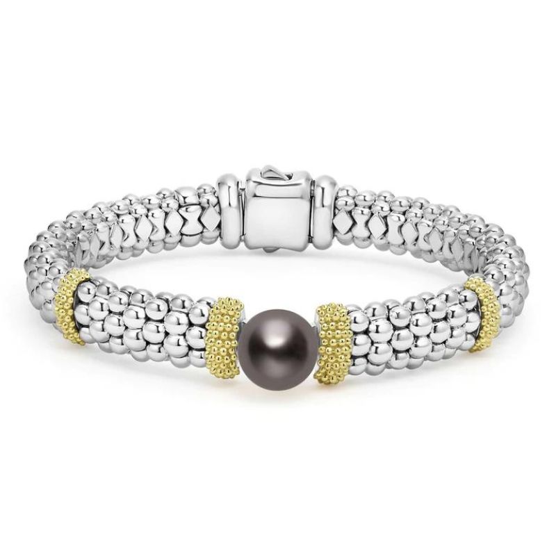 LAGOS Luna Two-Tone Tahitian Black Pearl Caviar Bracelet