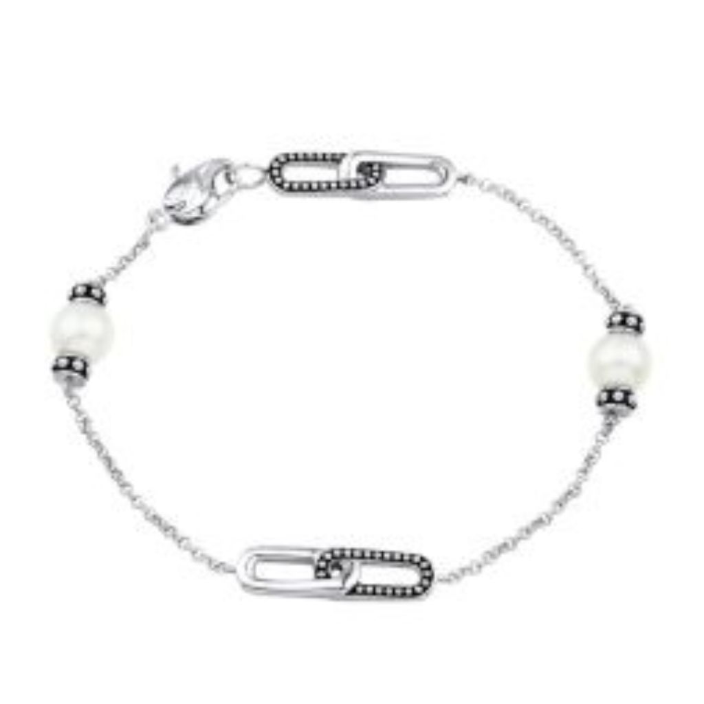 HONORA Pearl Paperclip Link Bracelet