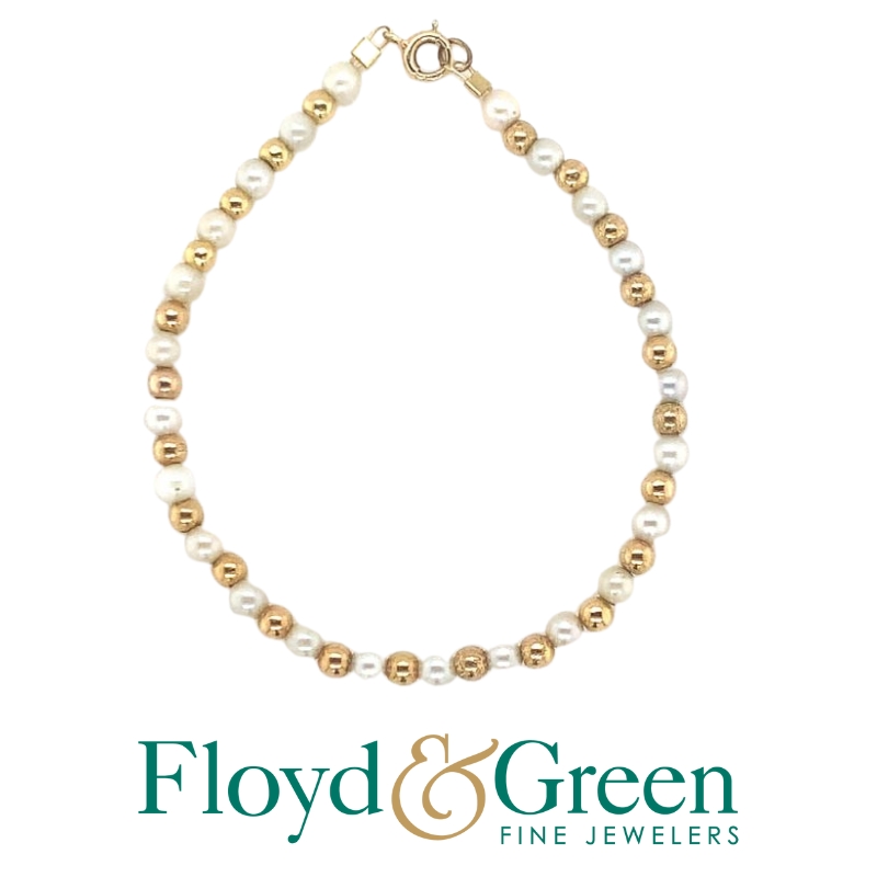 Pearl & Gold Bead Bracelet