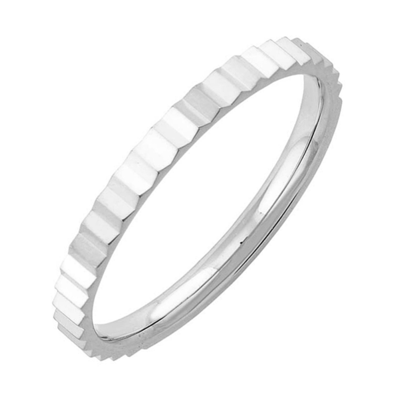 14KW Ribbed Wedding Band Size 6.5