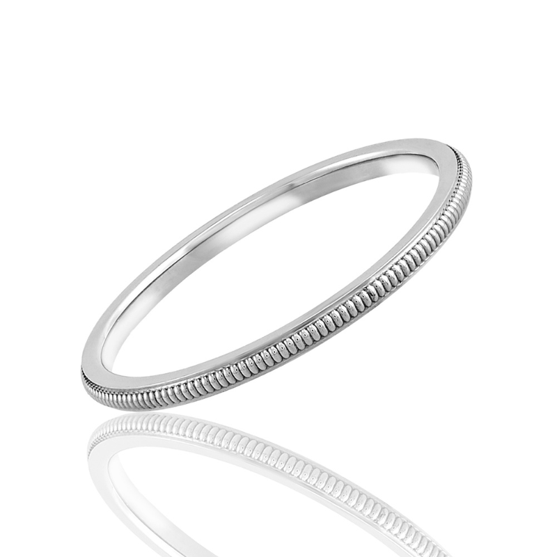 14KW 1.5MM Stackable Raised Milgrain Wedding Band Size 5