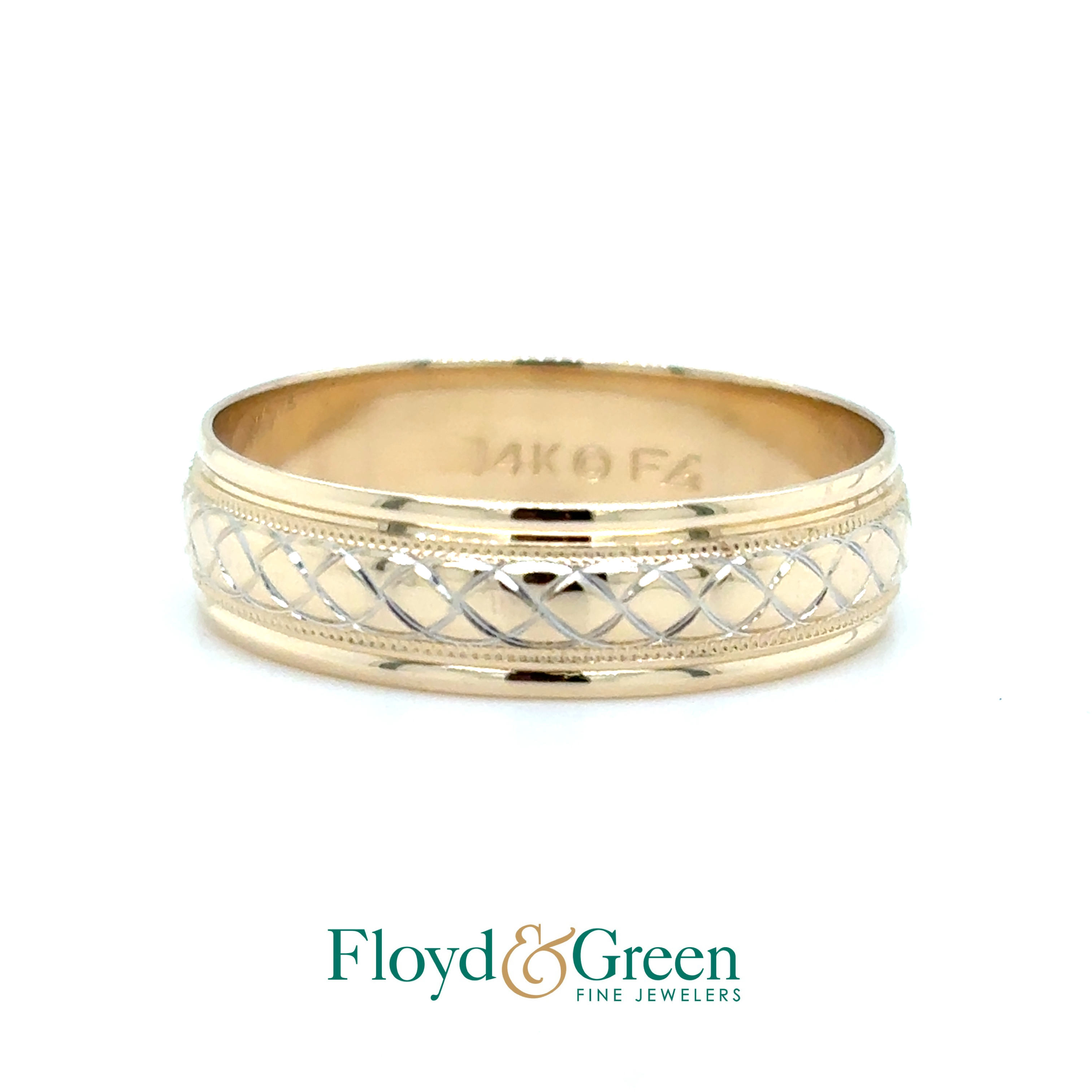 14KY Decorative Wedding Band, Size 10, 3.6g