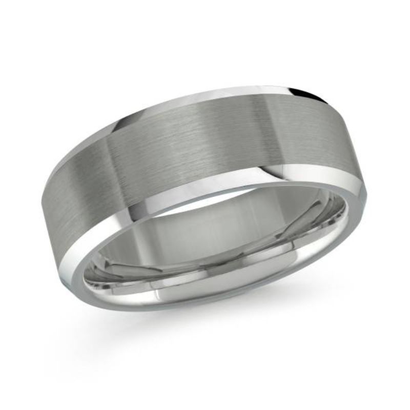 Tungsten Satin Center Wedding Band