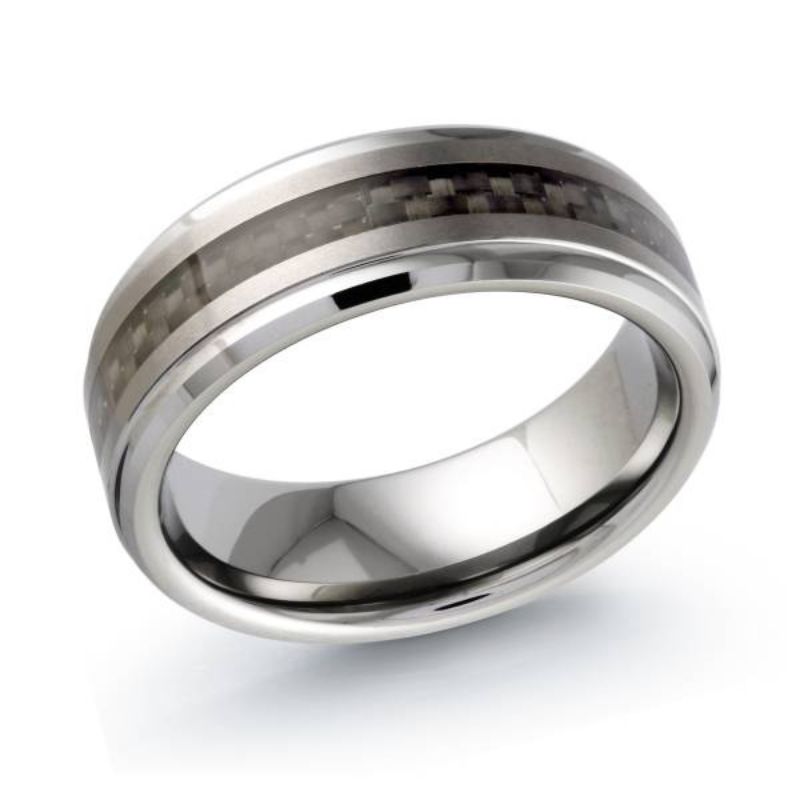 Tungsten + Carbon Fiber Wedding Band 8MM Size 12