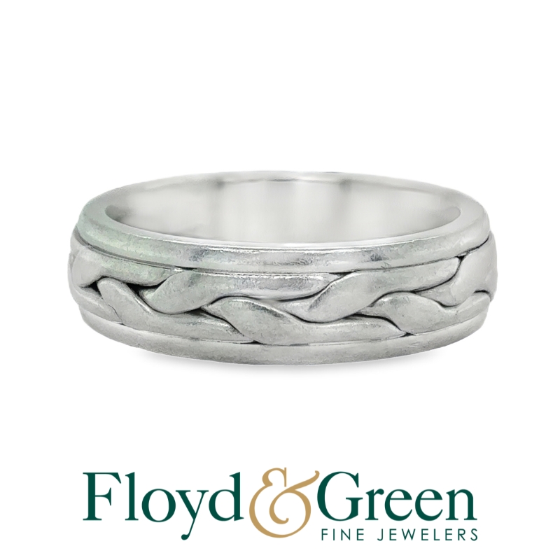 Platinum Decorative Wedding Band, Size 8, 16.3g