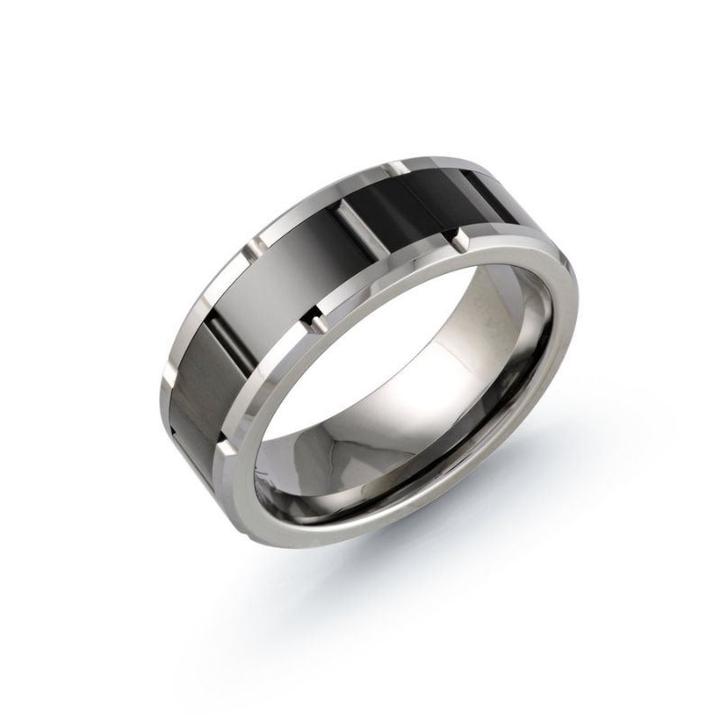 Tungsten White/Black Wedding Band 8MM Size 9.5