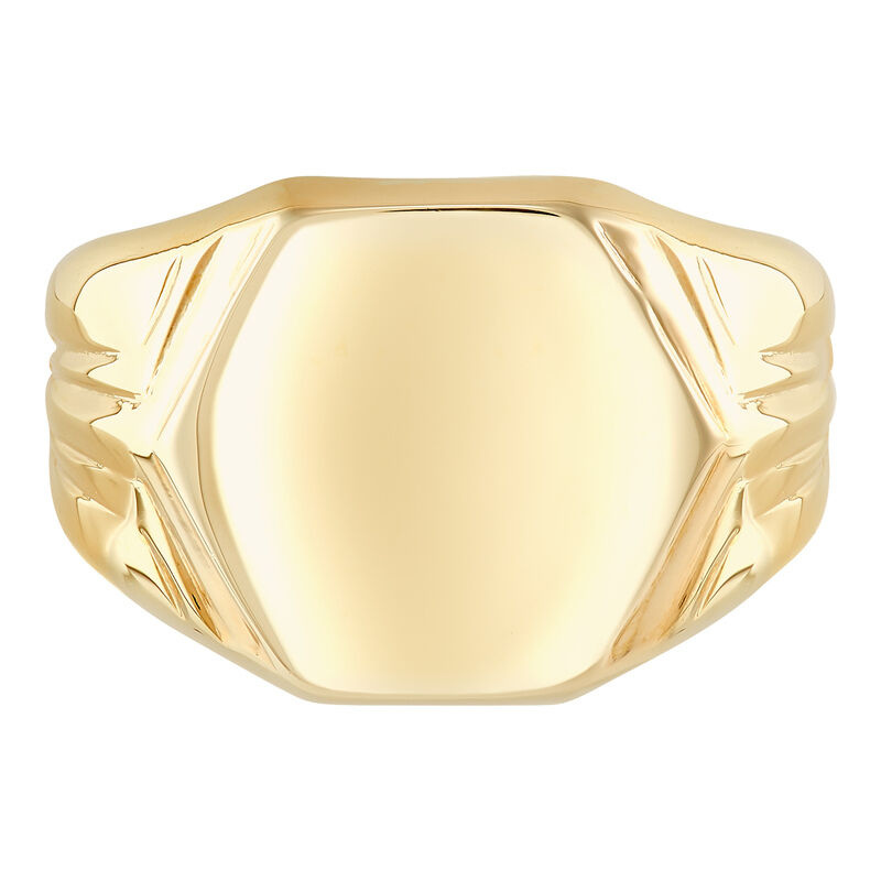14KY Hexagon Signet Ring Size 10