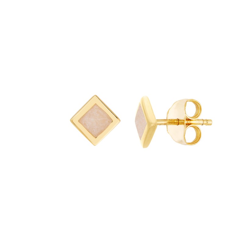 Square Pearl Enamel Stud Earrings