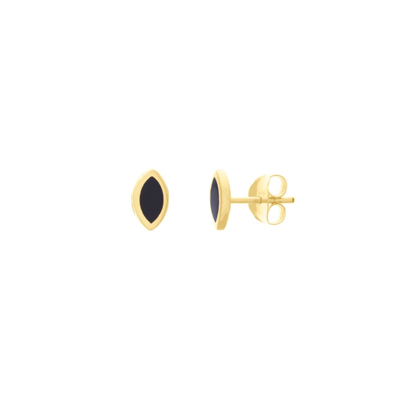 Marquise Black Enamel Stud Earrings