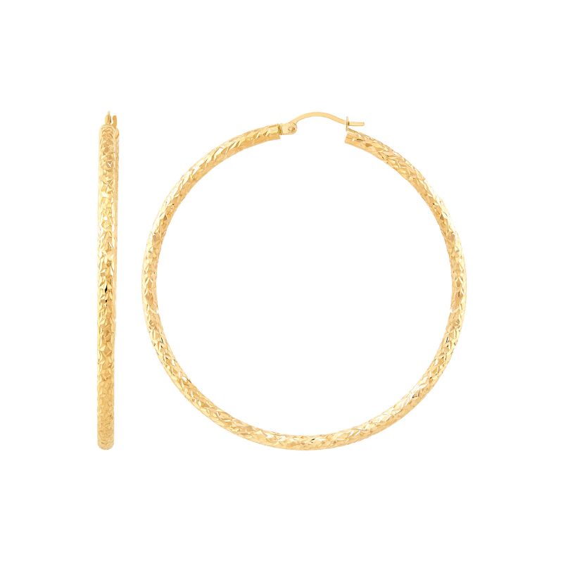 Crystal Cut Tube Hoop Earrings