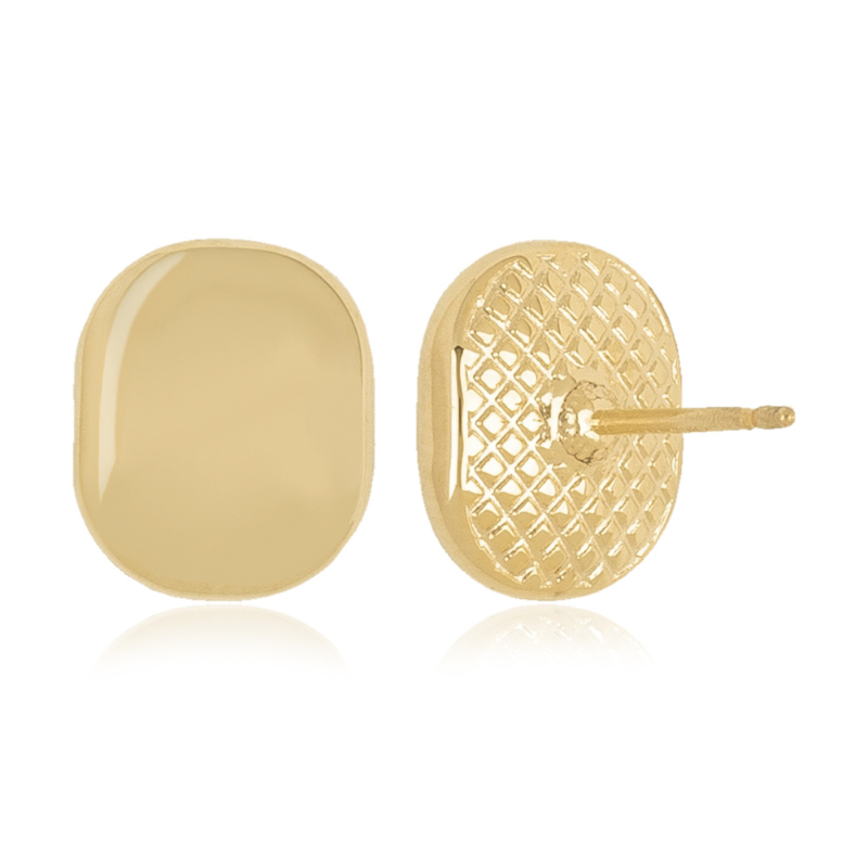 14KY Soft Oval Stud Earrings