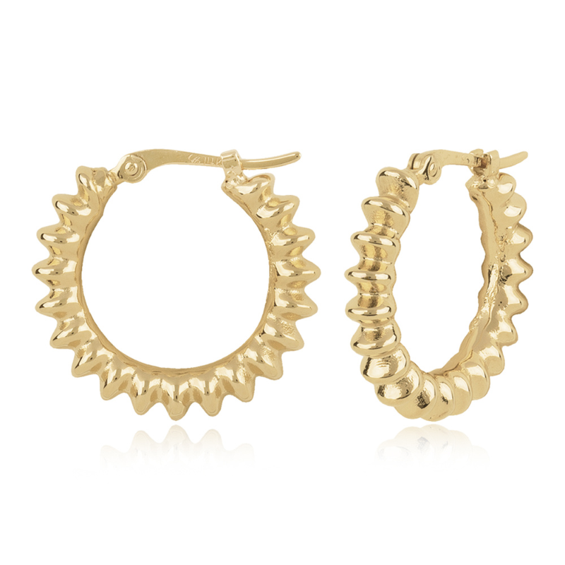 14KY Small Ribbed Hoop Earrings
